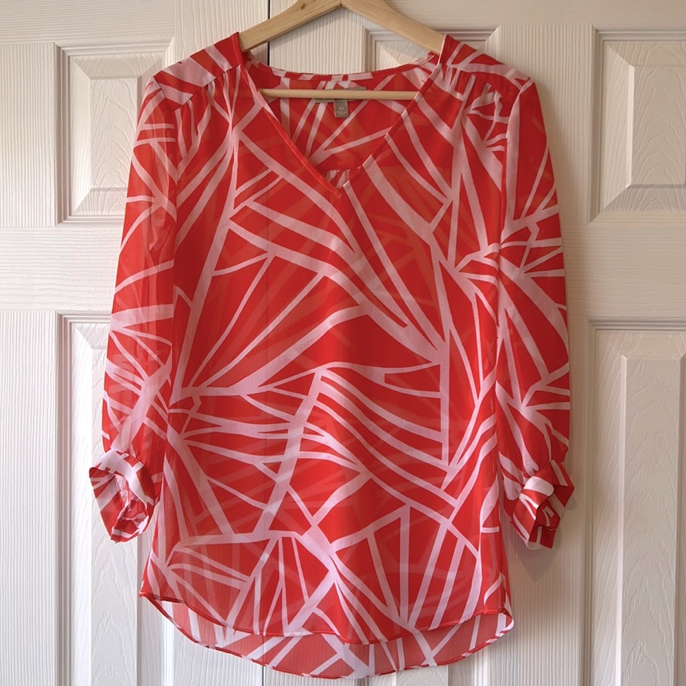 Sheer pink and white Banana Republic blouse